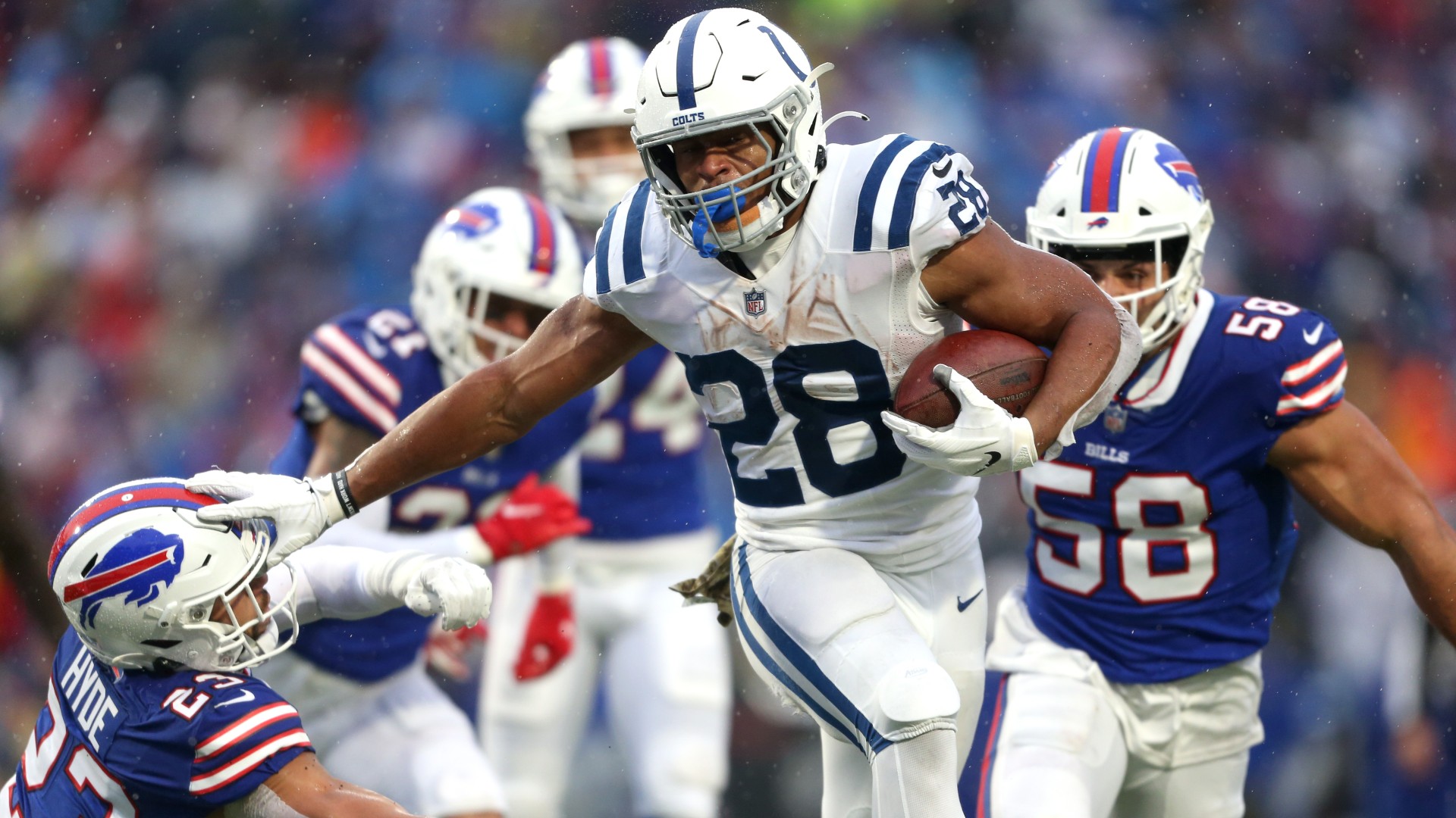 Colts' Jonathan Taylor runs across the Bills 5 crazy stats from his 5