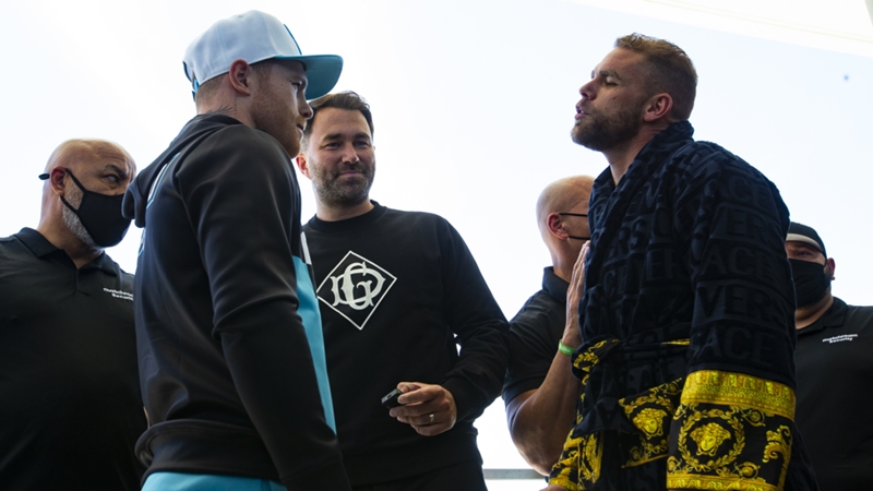 Canelo Alvarez and Billy Joe Saunders pulled apart after heated confrontation ahead of unification fight