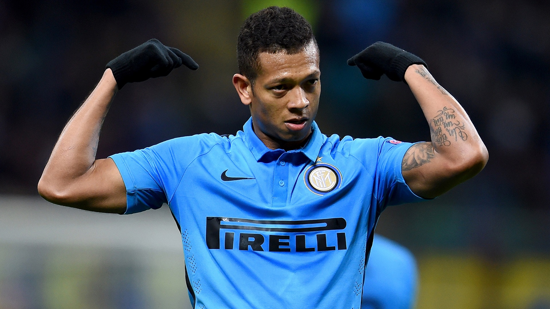 Guarin esulta dopo un gol con l'Inter