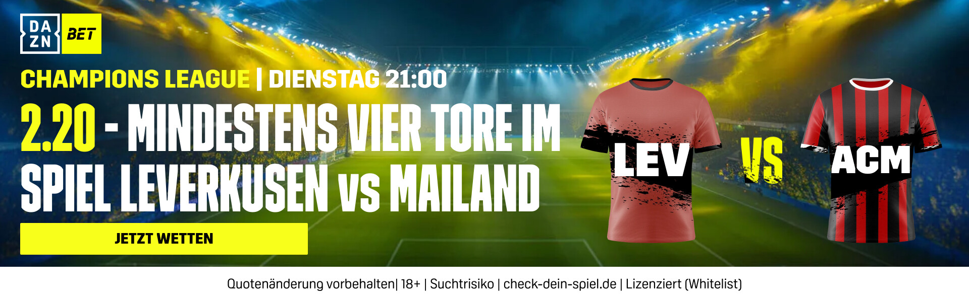 DAZN Bet Leverkusen Milan 4 Tore Champions League