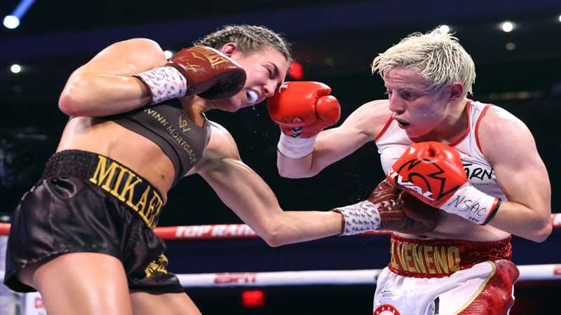 Mikaela Mayer wins slugfest over Maiva Hamadouche to become unified champion