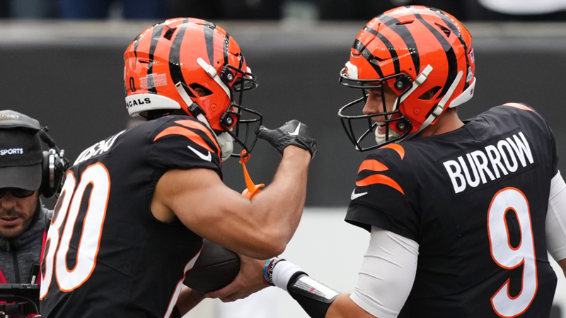 Joe Burrow y el gesto que se ha hecho viral tras el primer touchdown de su compañero Andrei Iosivas