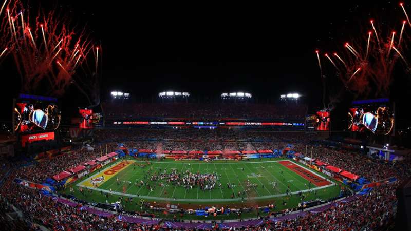 Fuochi d'artificio al Super Bowl del 2021 tra Kansas Chiefs e Tampa Bay Buccaneers