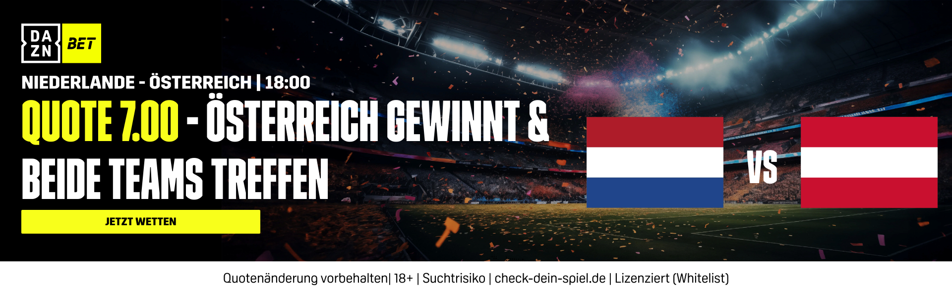 DAZN Bet Niederlande Österreich AUT gewinnt beide treffen