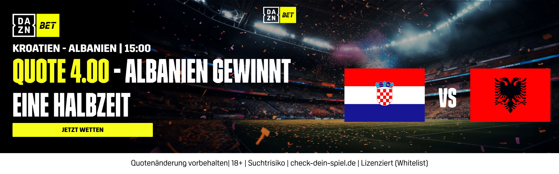 DAZN Bet Kroatien Albanien ALB gewinnt eine Halbzeit