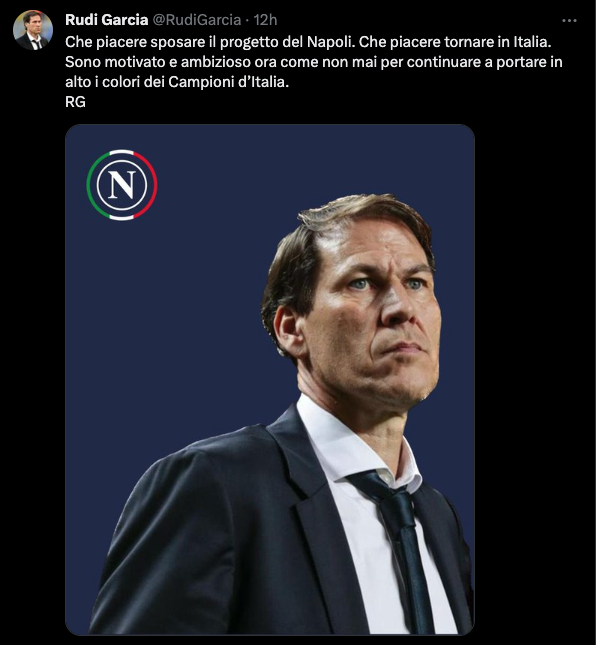 Rudi Garcia Twitter Napoli annuncio