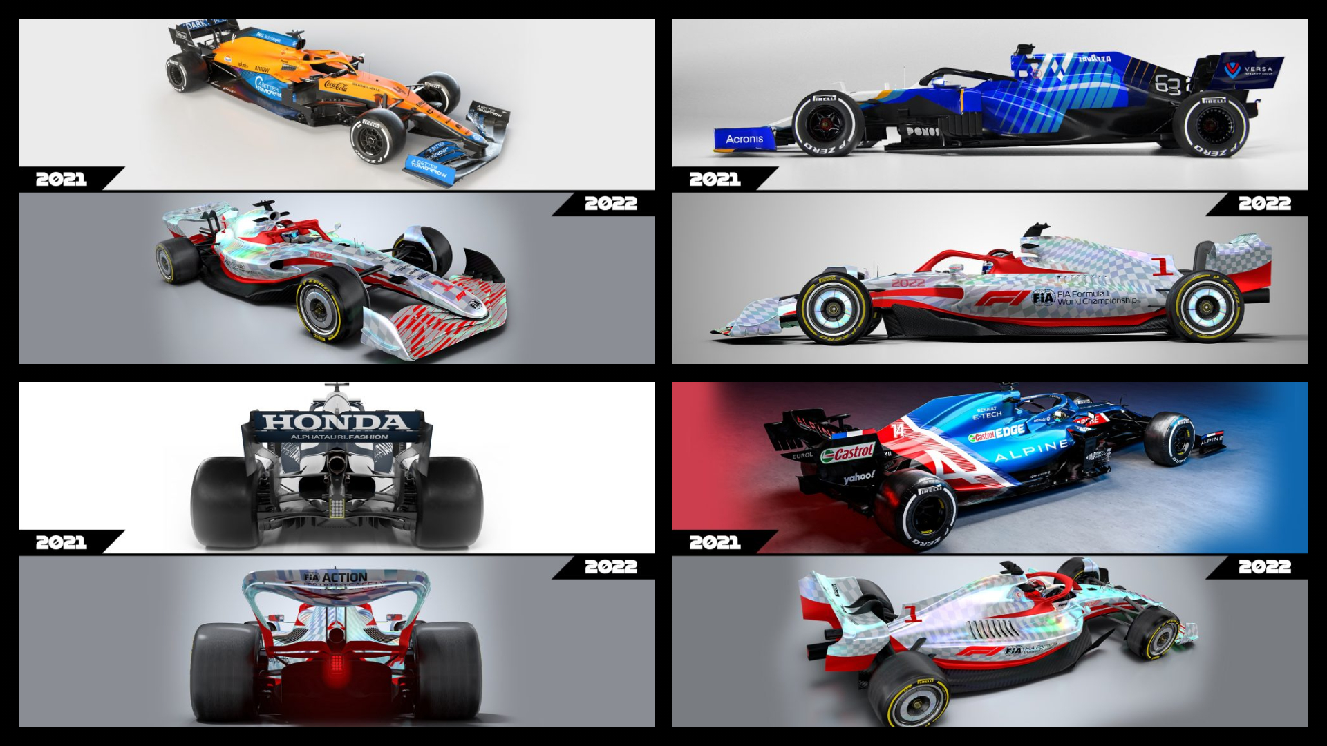 Comparativa coches F1 2022 vs 2021