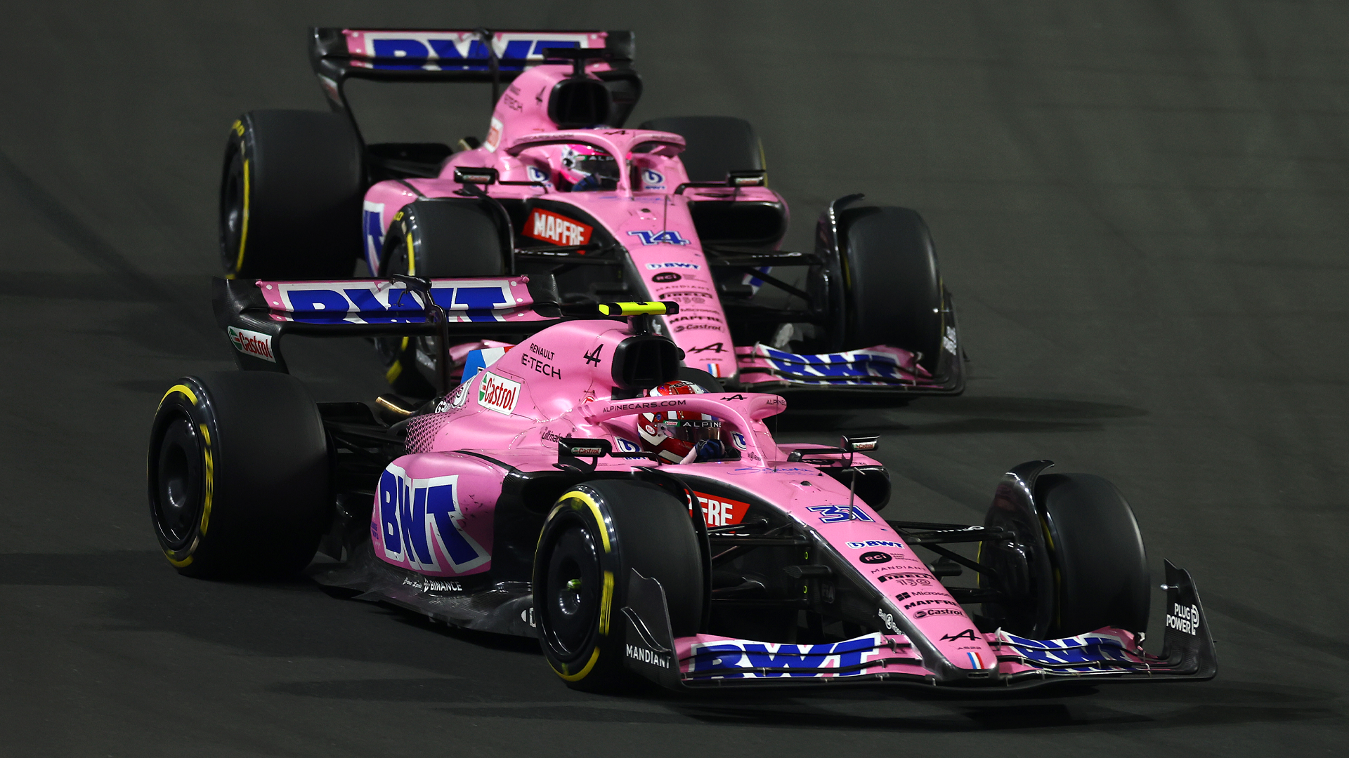 Fernando Alonso, Esteban Ocon, Alpine F1 Team, 27 marzo 2022, Jeddah Corniche Circuit, Arabia Saudi