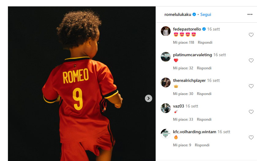 Lukaku, la foto del figlio su Instagram