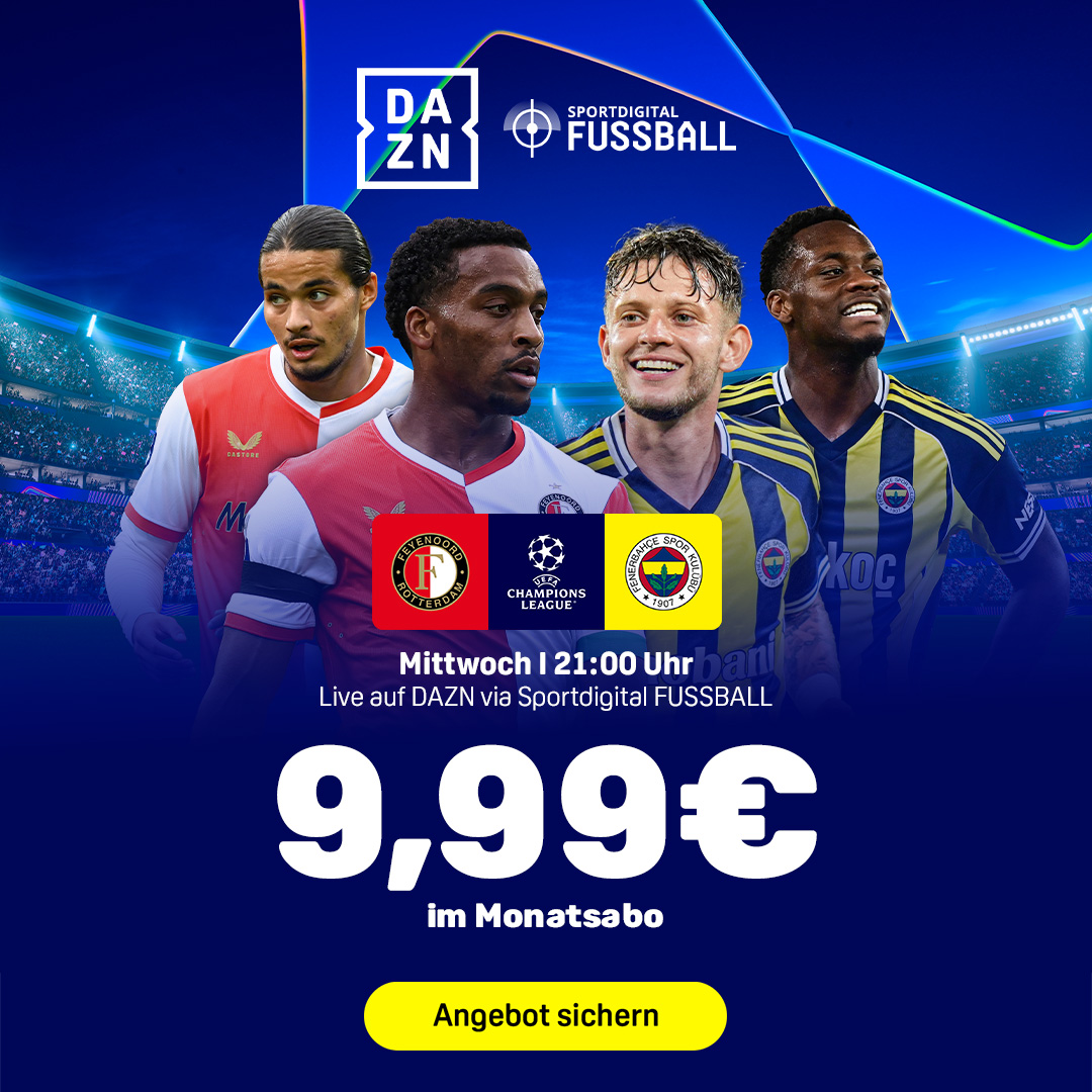 Feyenoord Fenerbahce Champions League Qualifikation DAZN Angebot Banner
