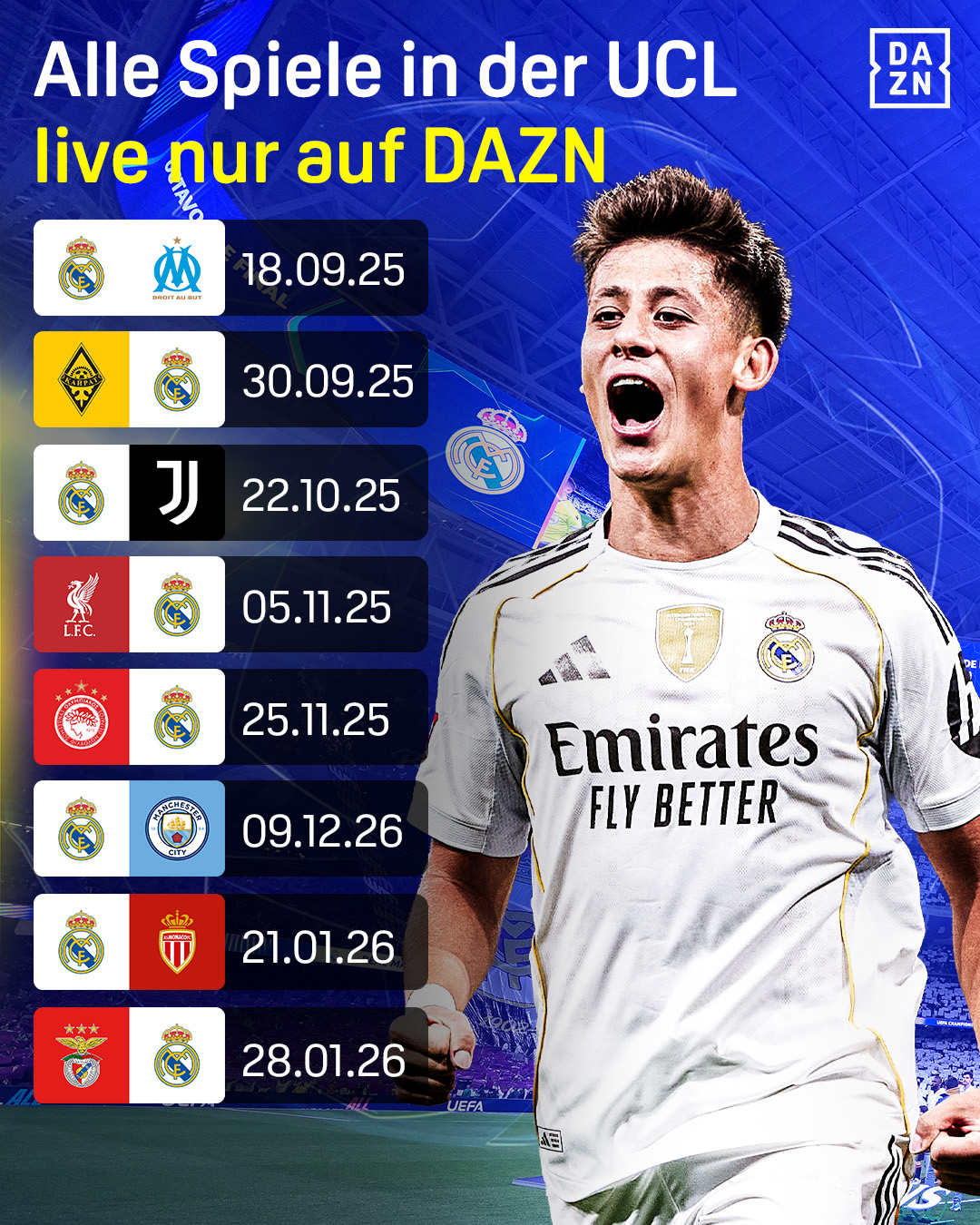 Real Madrid UEFA Champions League Ligaphase Spiele