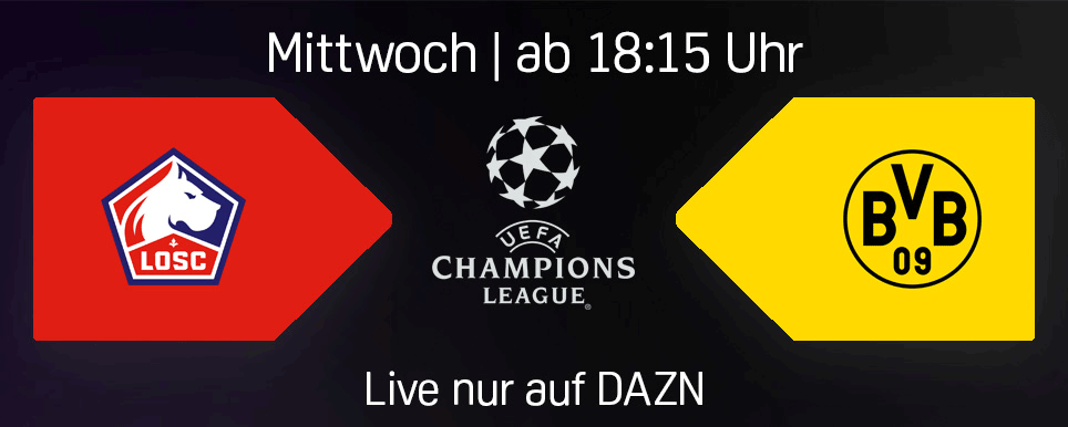 UCL Banner Achtelfinale Rückspiel OSC Lille BVB Borussia Dortmund