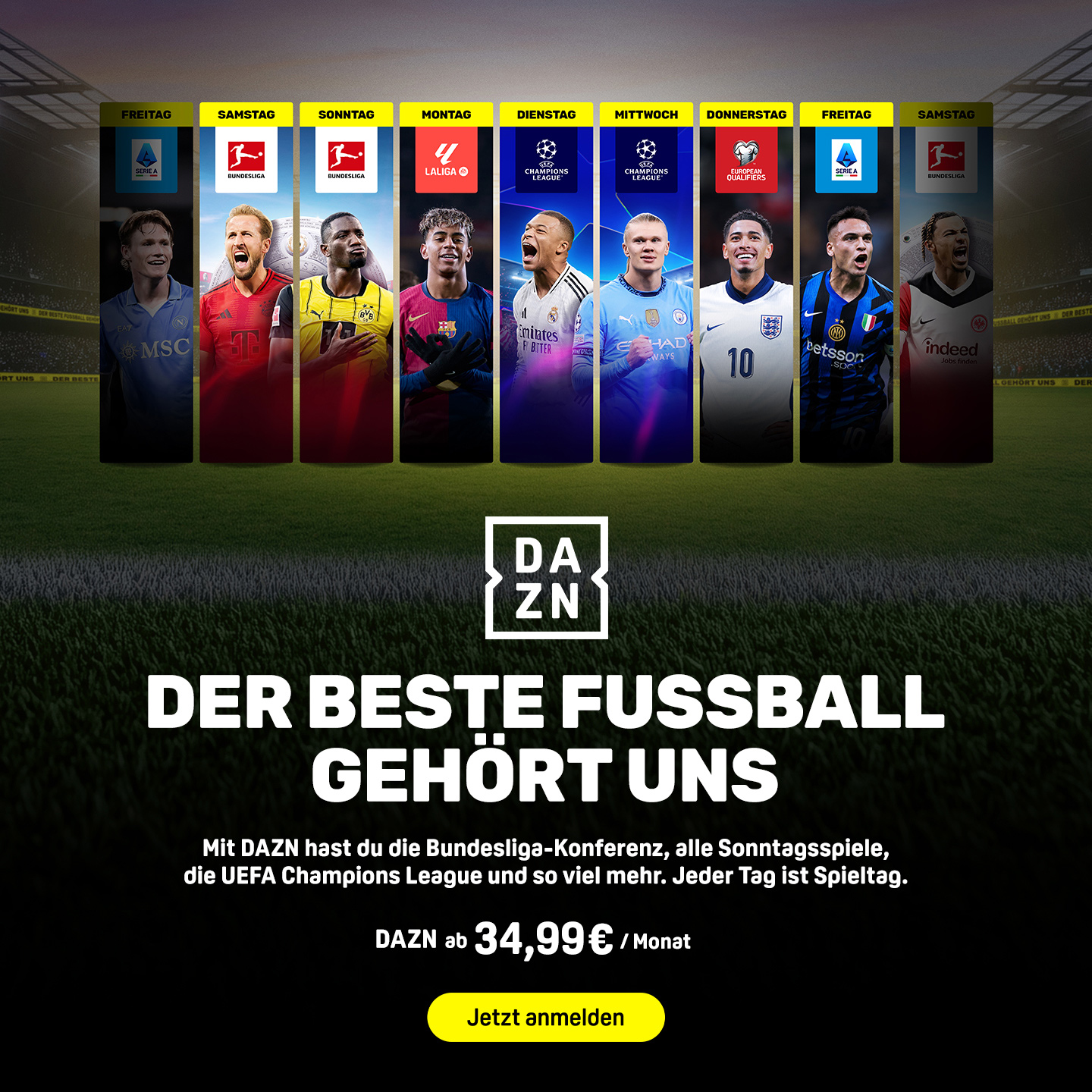 Der beste Fußball gehört uns DAZN 2025/2026 Banner