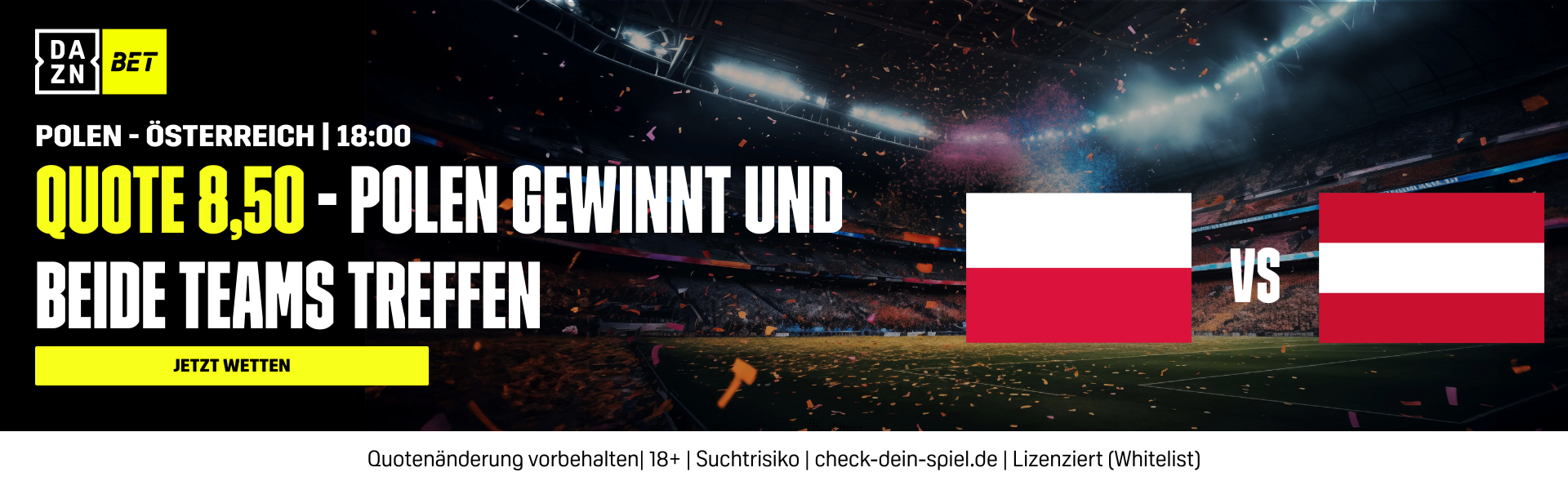 DAZN Bet Polen Österreich AUT gewinnt Gregoritsch trift