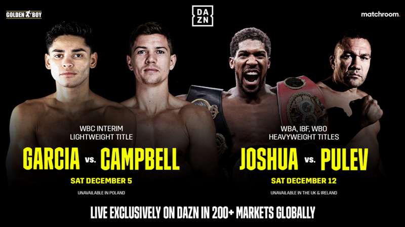 DAZN launches global platform, beginning with Garcia-Campbell and Joshua-Pulev fights