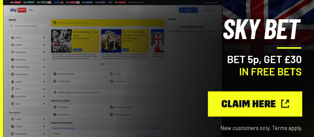 Sky Bet - Bet 5p, Get £30 in Free Bets - Claim Here (New customers only. Terms apply.)