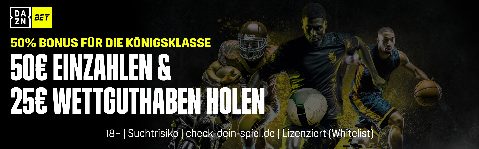 DAZN Bet Banner Deposit Bonus Februar Achtelfinale Hinspiele