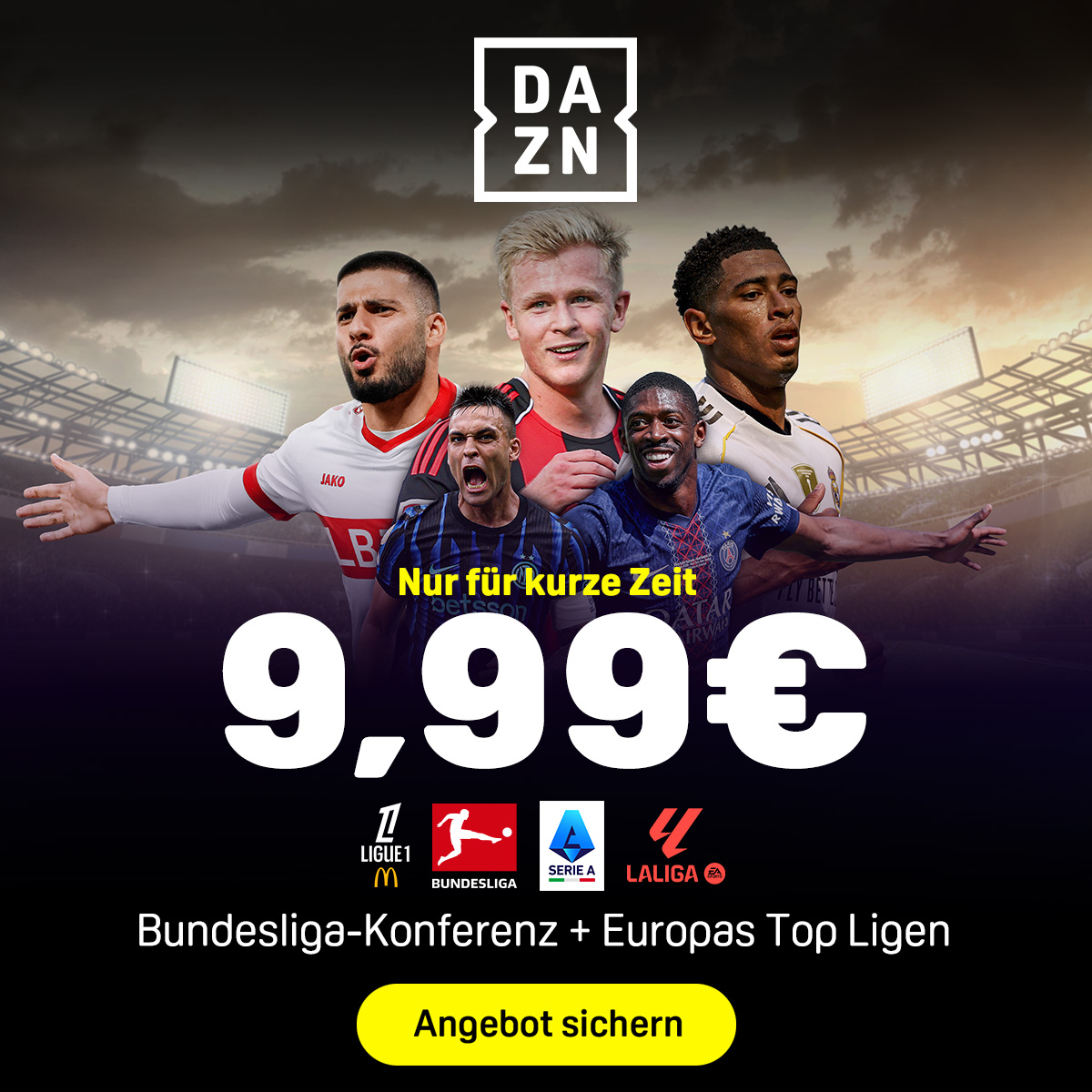 Europas Topligen Banner LaLiga Serie A Ligue 1 Angebot