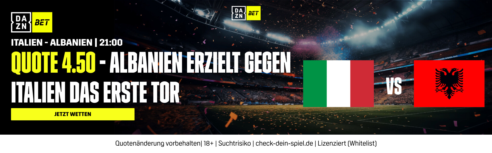 DAZN Bet Italien Albanien erstes Tor