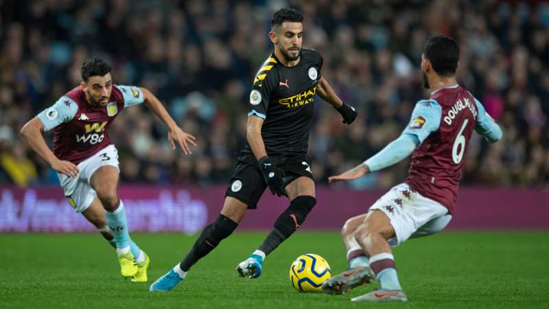 Riyad Mahrez umtanzt die Abwehr von Aston Villa