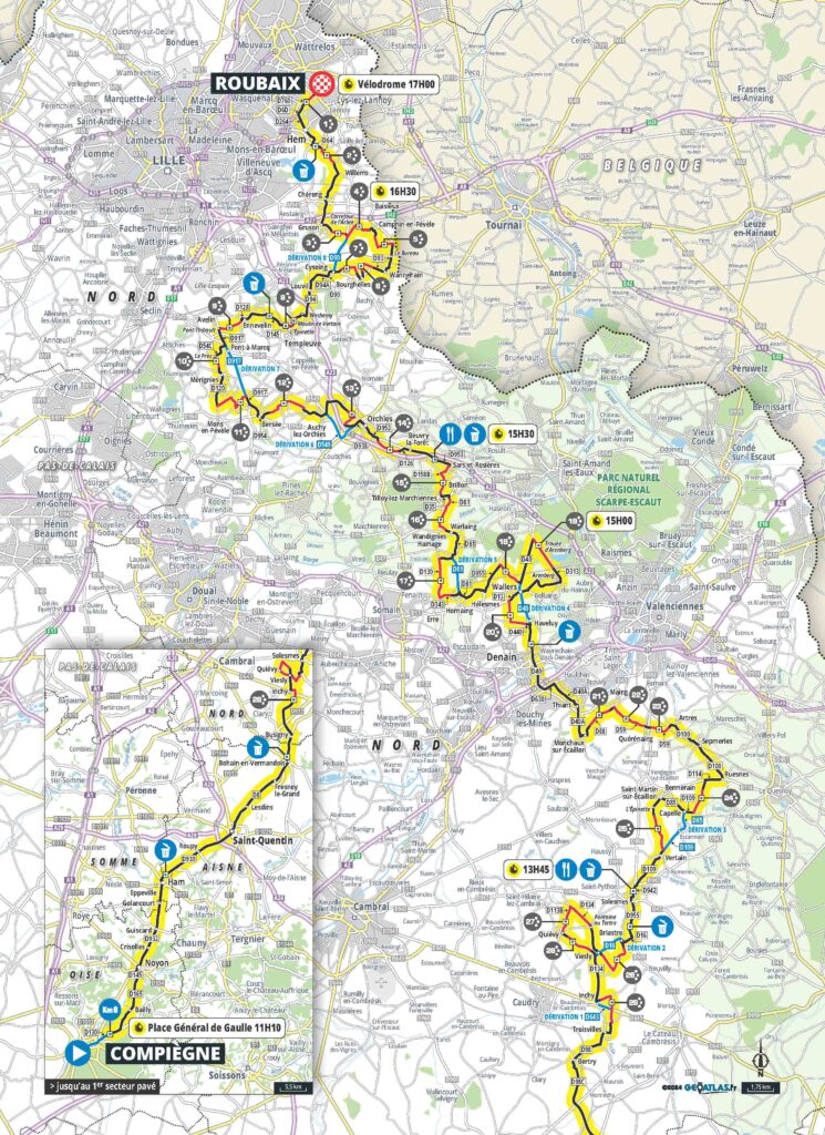 Paris-Roubaix-2024-Streckenführung