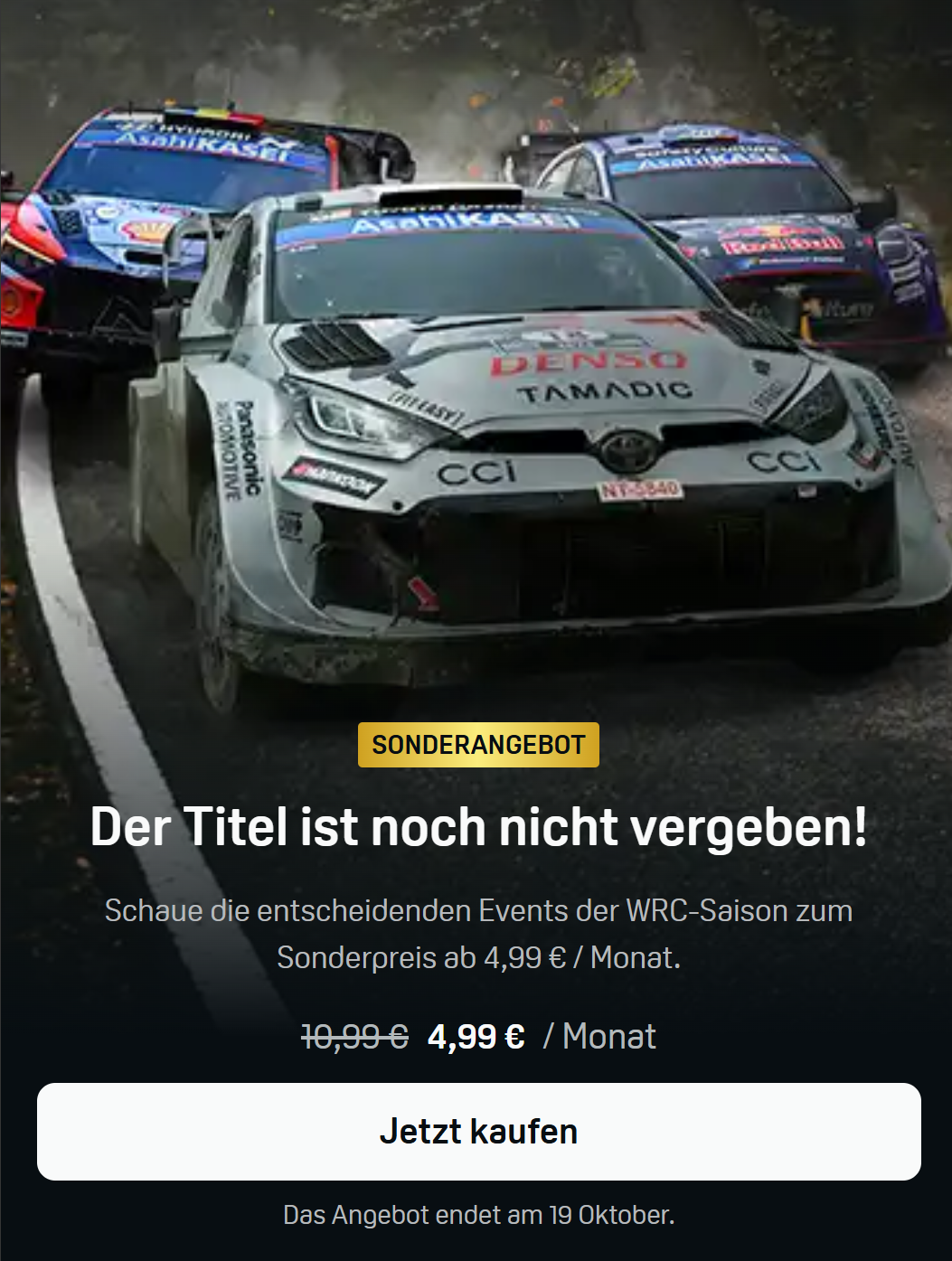 Rally TV Angebot Offer Oktober 2025 Banner