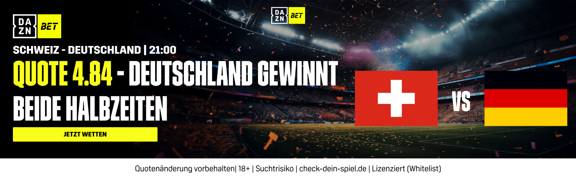 DAZN Bet Schweiz Deutschland DFB gewinnt beide Halbzeiten