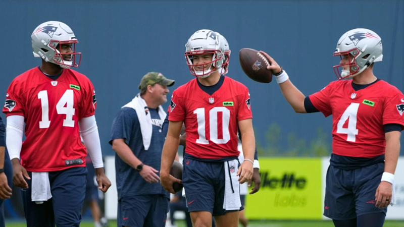 Jacoby Brissett's bullish response to New England Patriots quarterback situation alongside Drake Maye