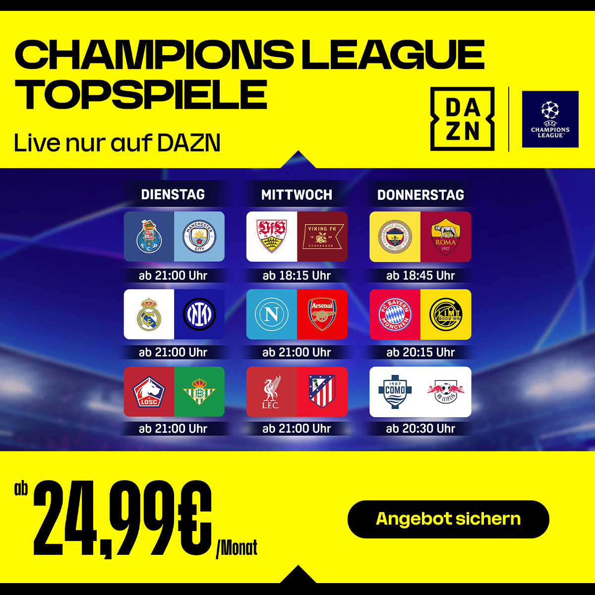 UEFA Champions League Matchday 1 Banner