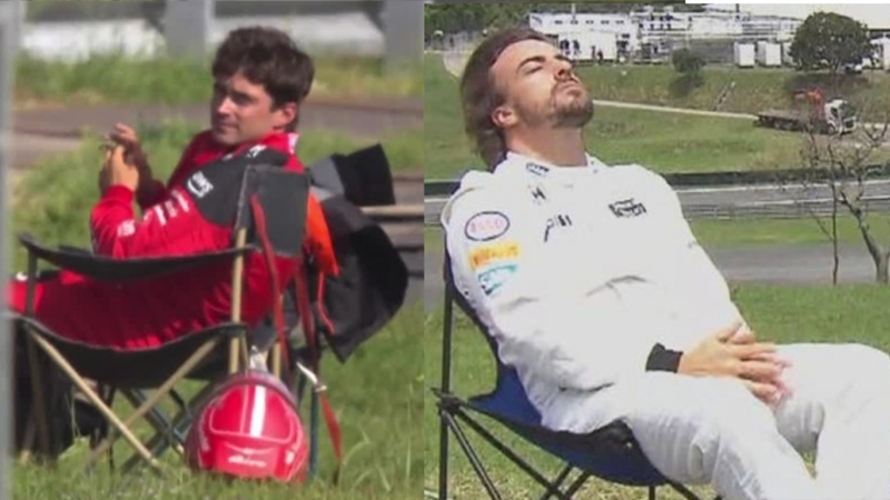 Charles Leclerc, en la tumbona a lo Fernando Alonso: los mejores memes de su momentazo en Zandvoort