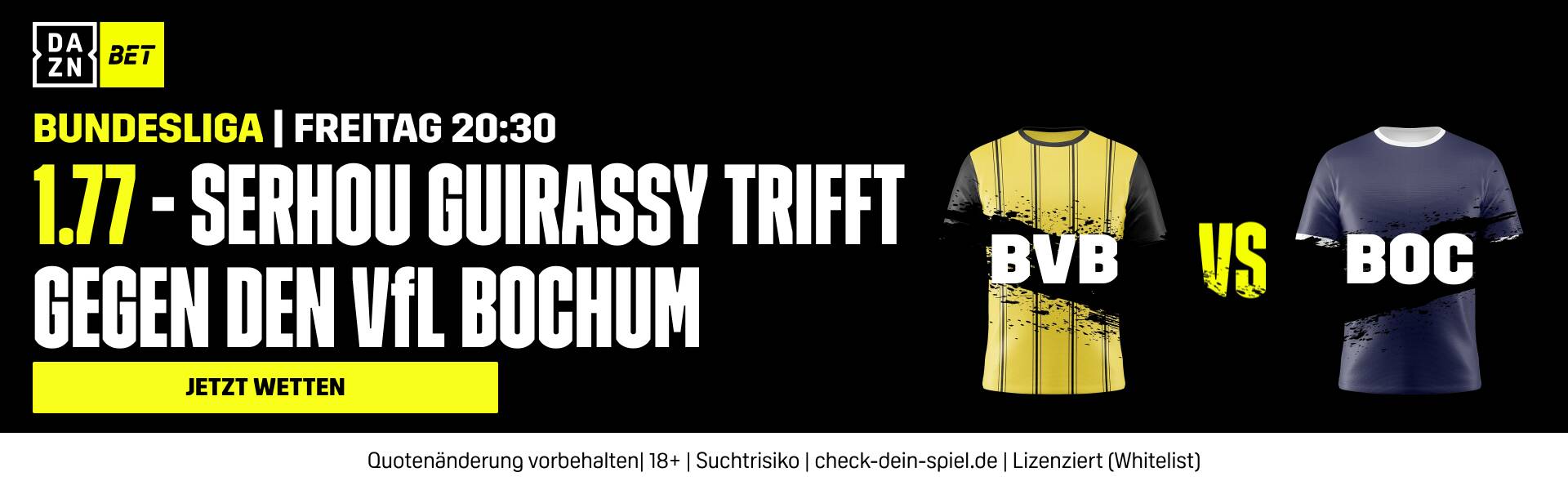 BVB VfL Bochum Guirassy trifft DAZN Bet