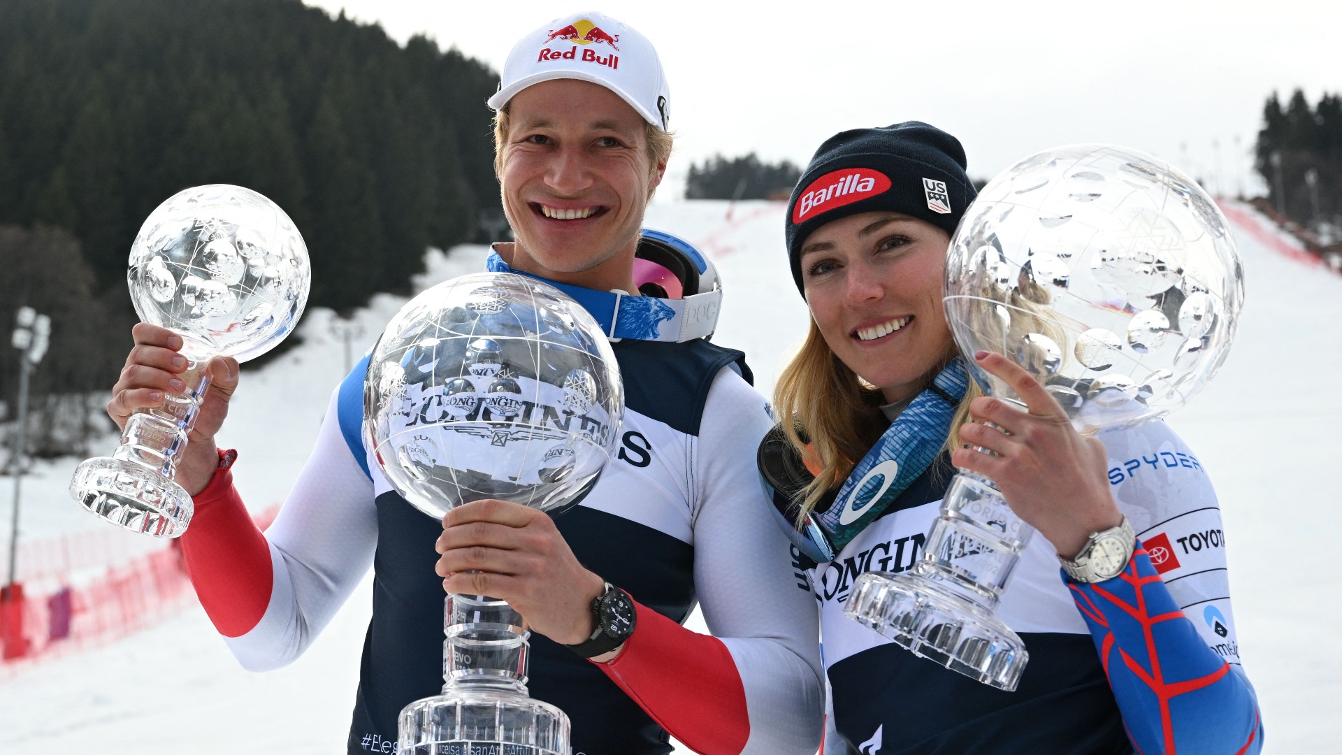 I detentori della Coppa del Mondo Marco Odermatt e Mikaela Shiffrin