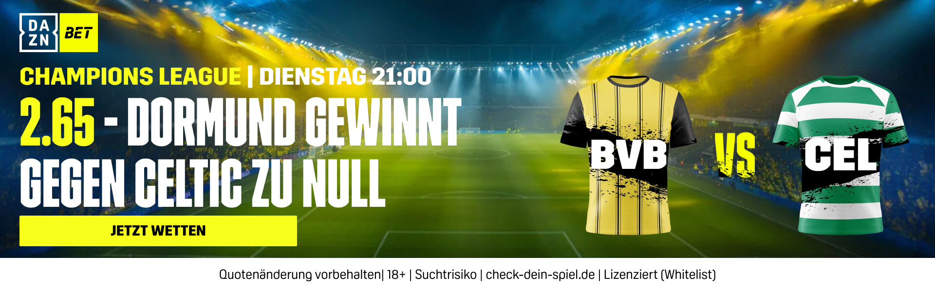 DAZN Bet BVB Celtic Dortmund zu null Champions League