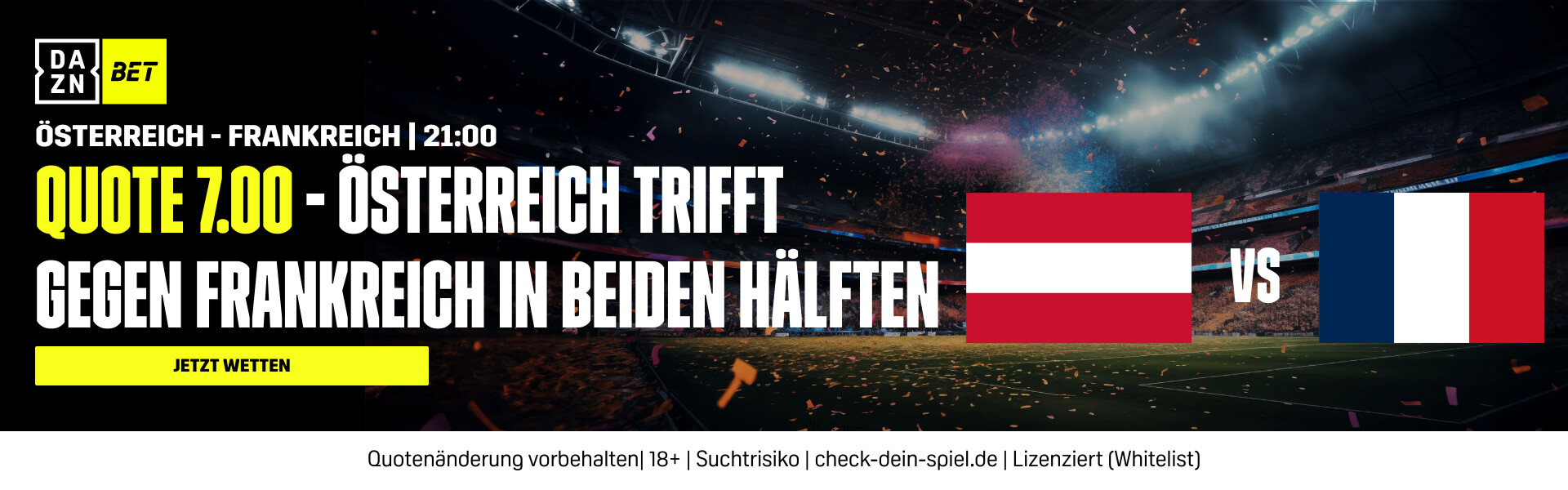 DAZN Bet Österreich Frankreich AUT scores both halfs