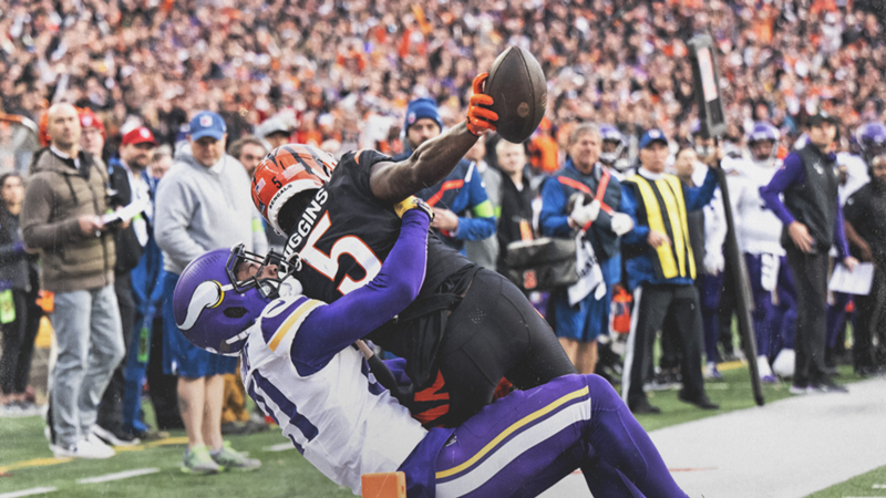 Tee Higgins logra una de las más espectaculares recepciones de la temporada NFL con los Cincinnati Bengals