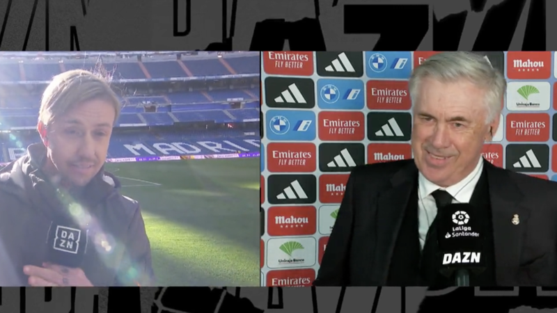 Carlo Ancelotti despeja en DAZN las dudas sobre su futuro en el Real Madrid tras un momentazo con Guti: "¿Tú me ves preocupado?"