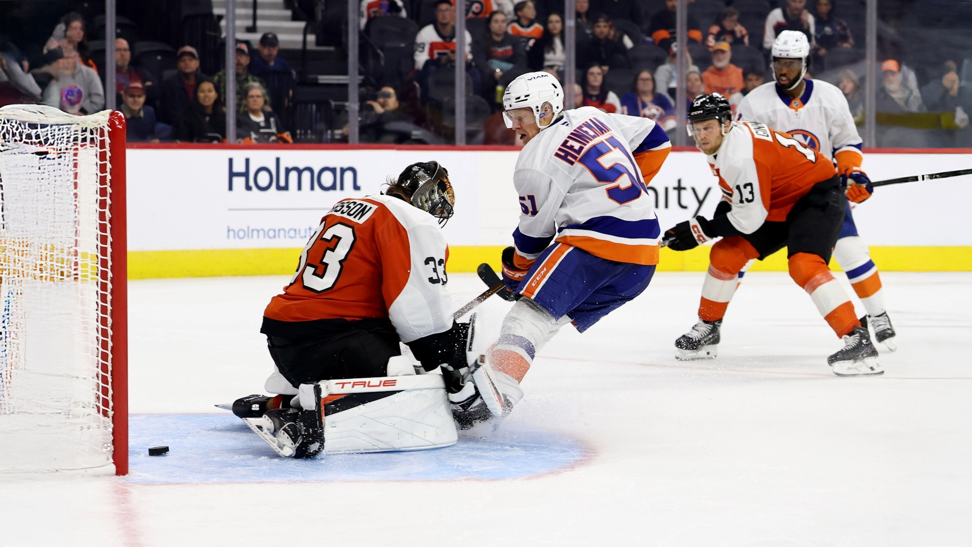 How Long Does An NHL Game Last DAZN News US Emil Heineman Samuel Ersson Getty Ftr 