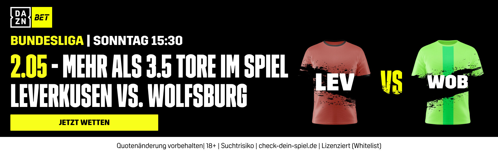 Bayer Leverkusen VfL Wolfsburg Bundesliga 4. Spieltag DAZN Bet