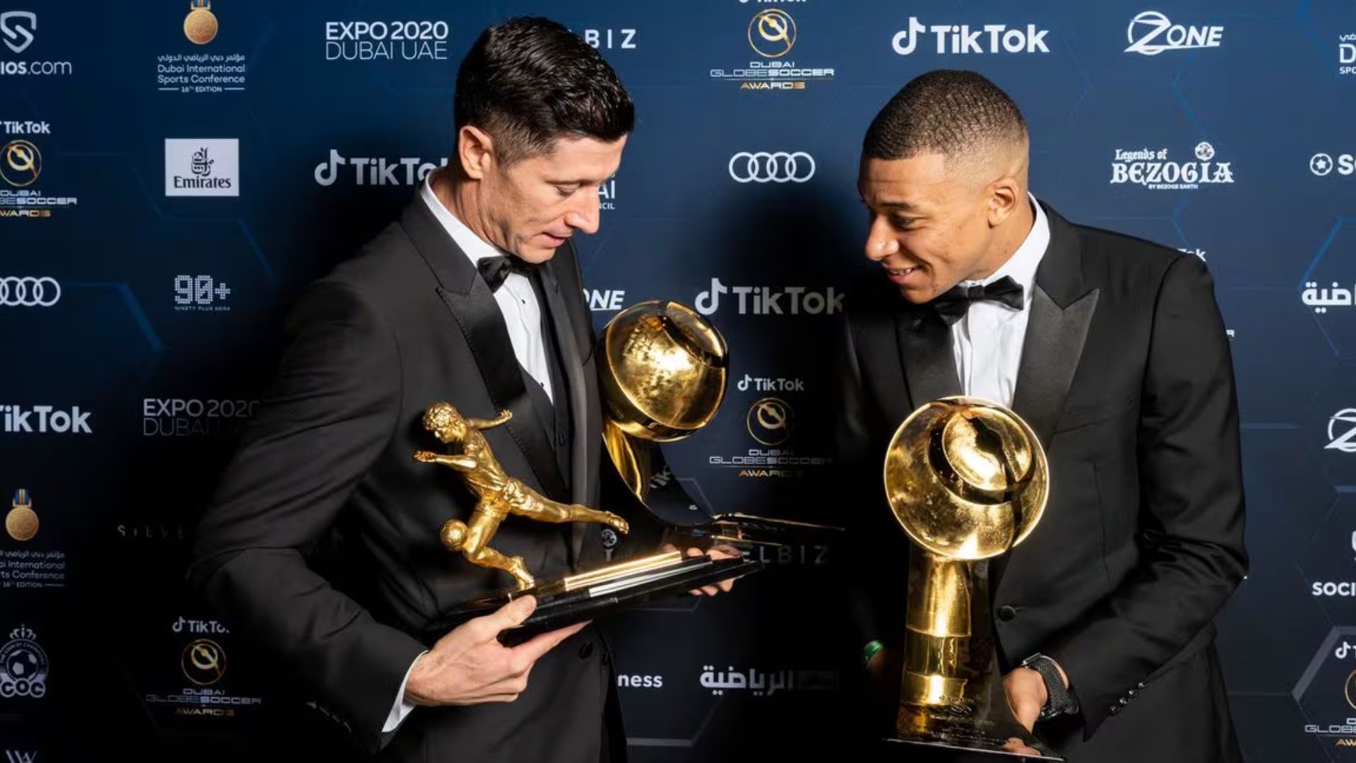 Globe Soccer Awards Mbappe and Lewandowski