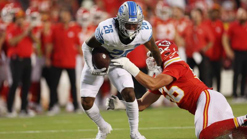 Jahmyr Gibbs, running back do Detroit Lions: Estatísticas, salário, posição e altura