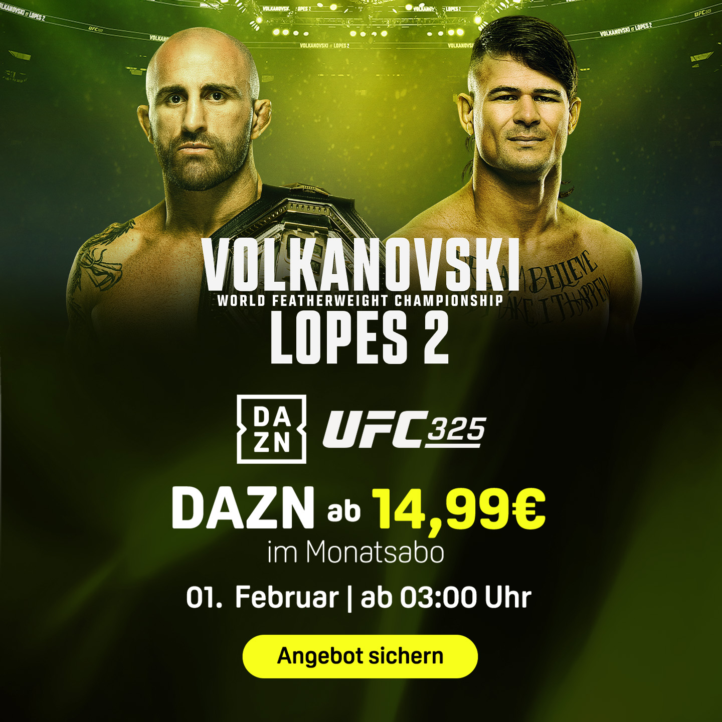 UFC 325 Banner mit Angebot