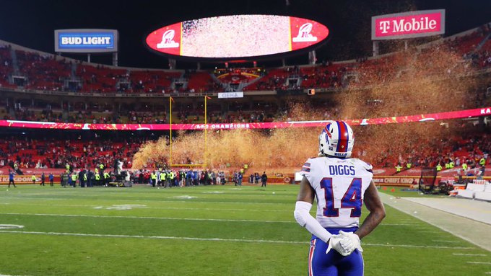 Steffon Diggs watching Chiefs party