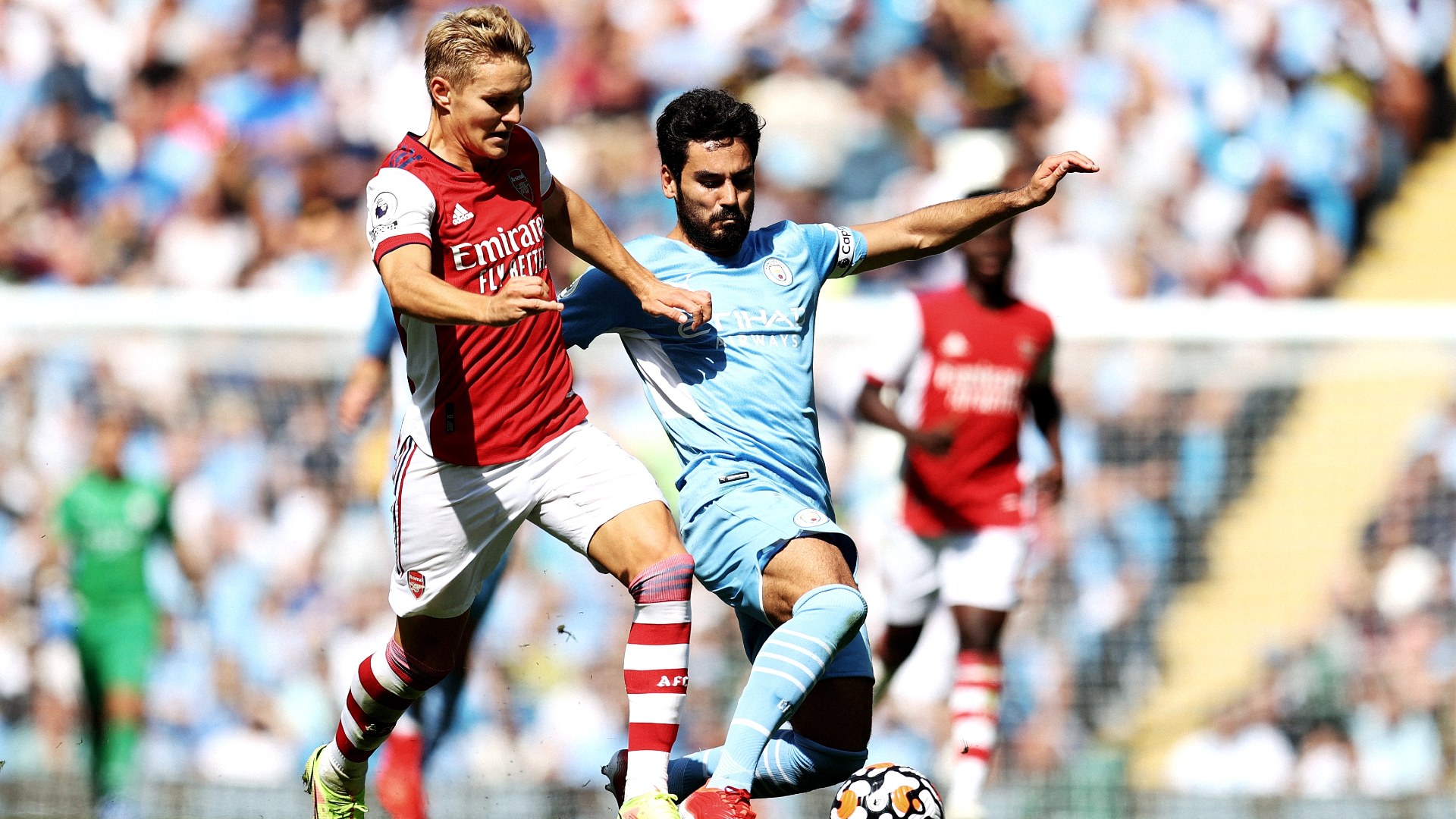 2021-08-28-Martin Odegaard-Ilkay Gundogan-Arsenal vs Manchester City-Premier League