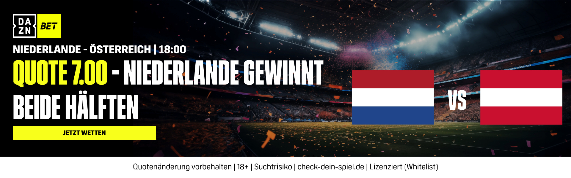 DAZN Bet Niederlande Österreich NED gewinnt beide Hälften