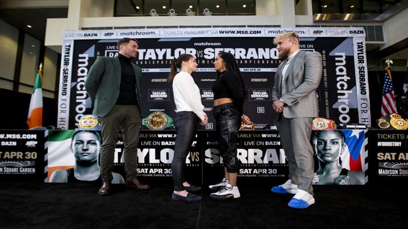 Katie Taylor and Amanda Serrano have intense staredown at respectful press conference