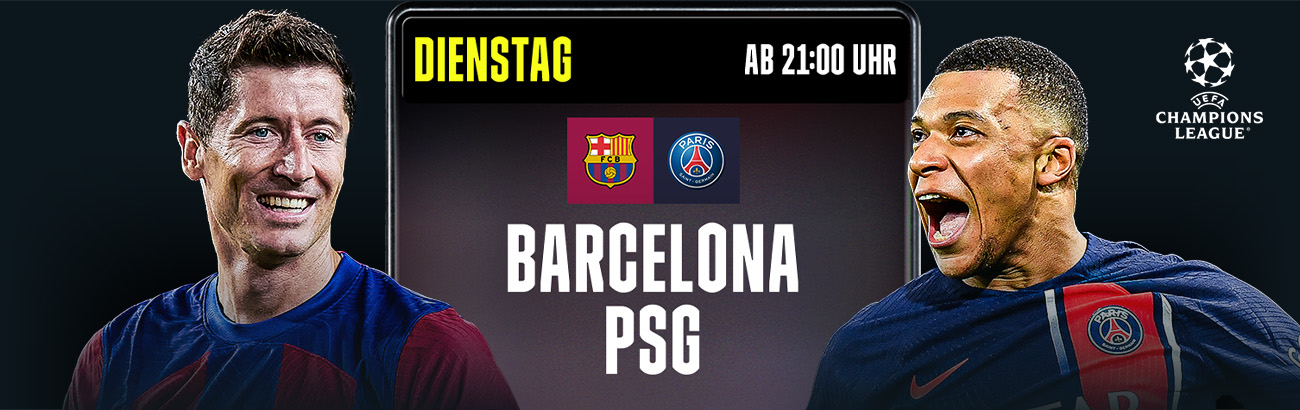 FC Barcelona PSG Champions League Rückspiel Viertelfinale 2024 Banner