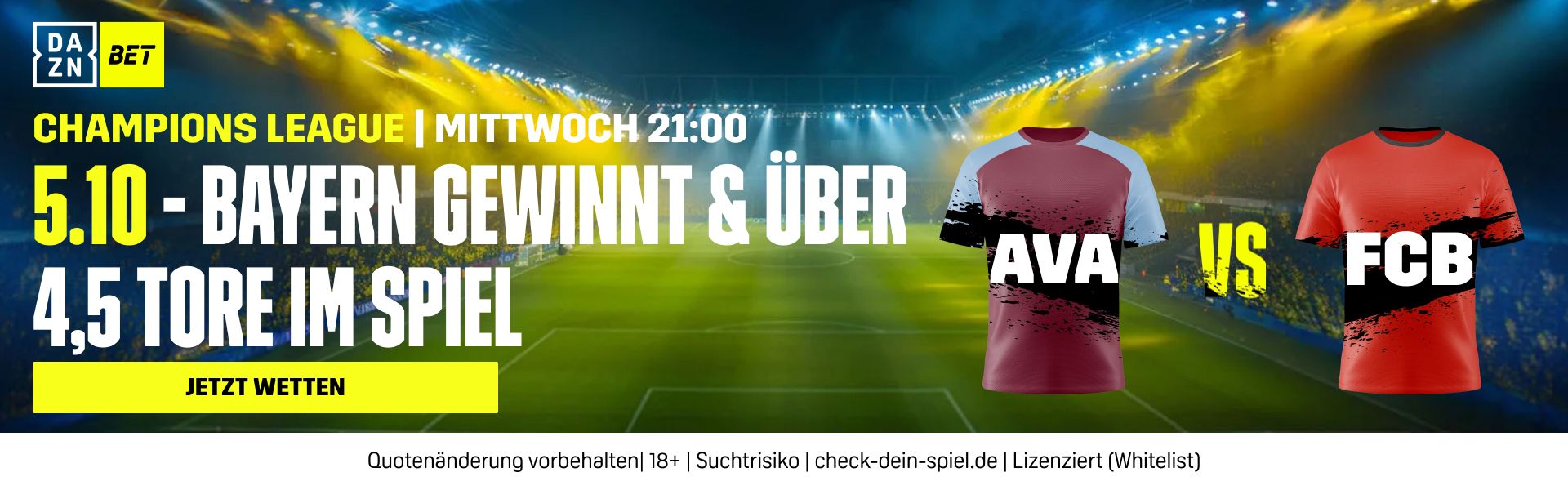 DAZN Bet FC Bayern gewinnt mit 4 oder 5 Toren Champions League Spieltag 2