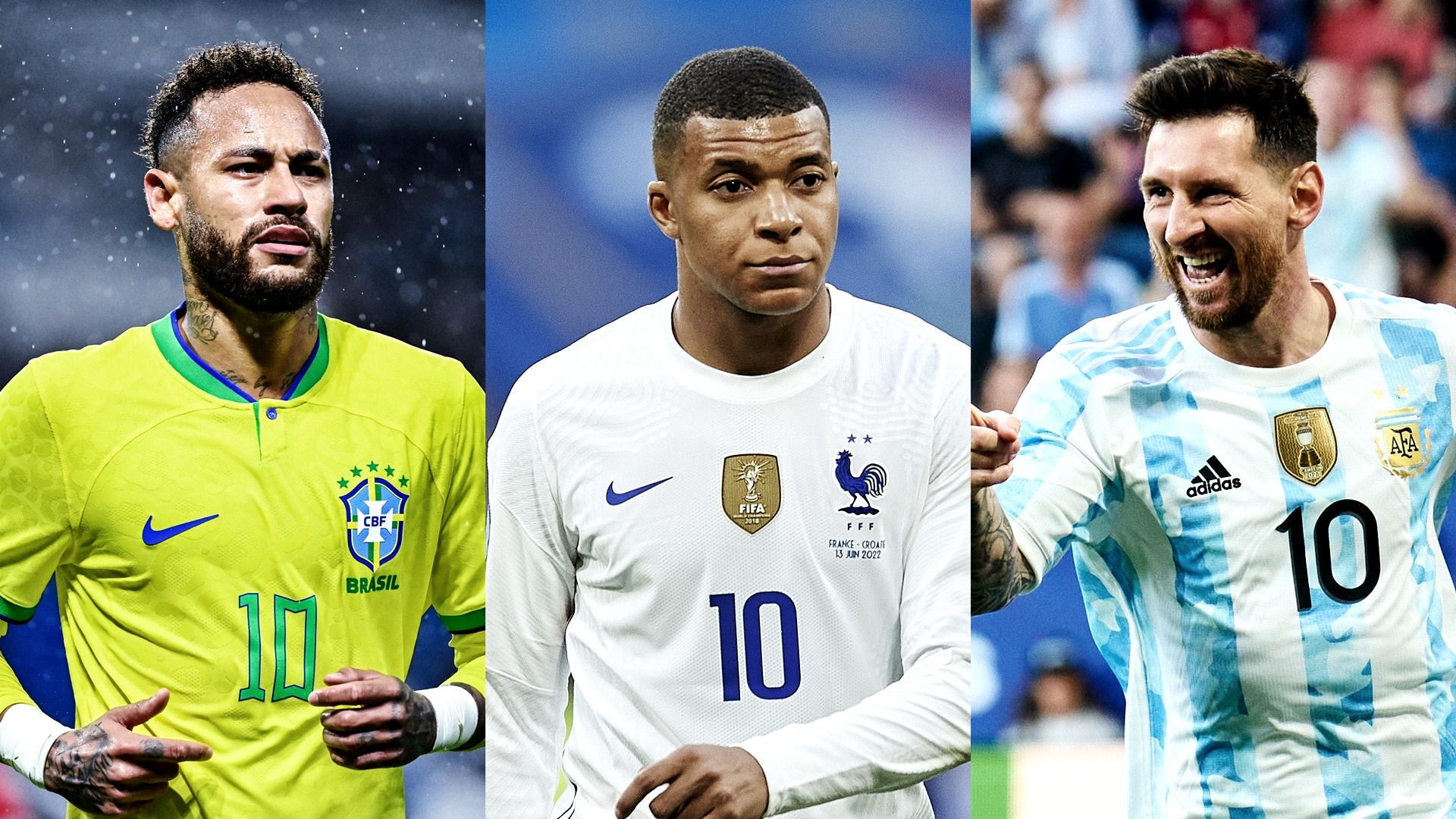 Gabriel Jesus_Brazil&Mbappe_France&Messi_Argentina