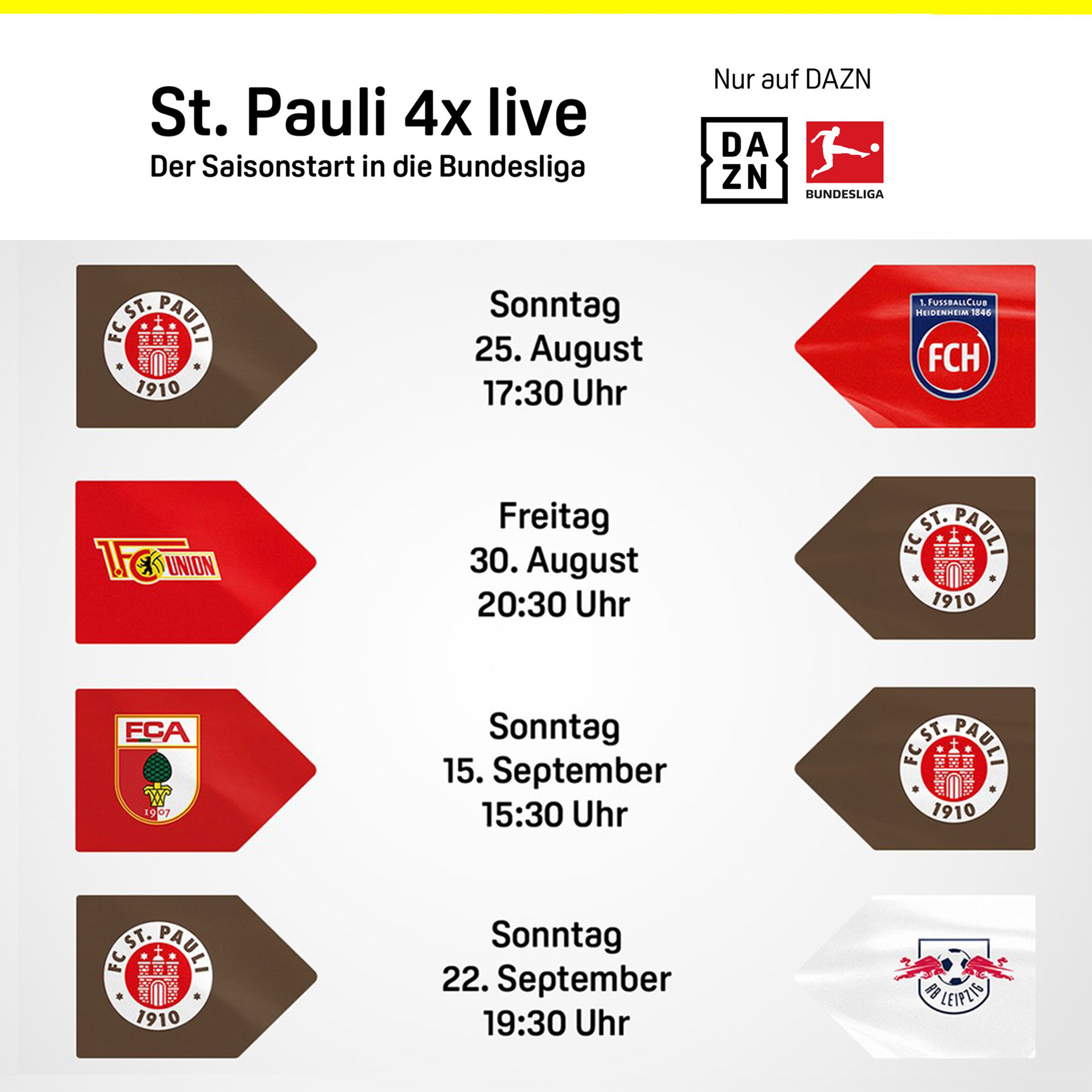 FC St. Pauli live viermal Saisonstart