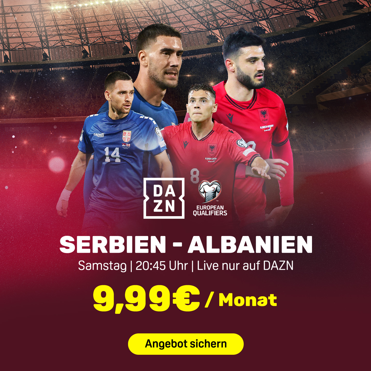 Banner Angebot 9,99 Euro WM Qualifikation Serbien Albanien